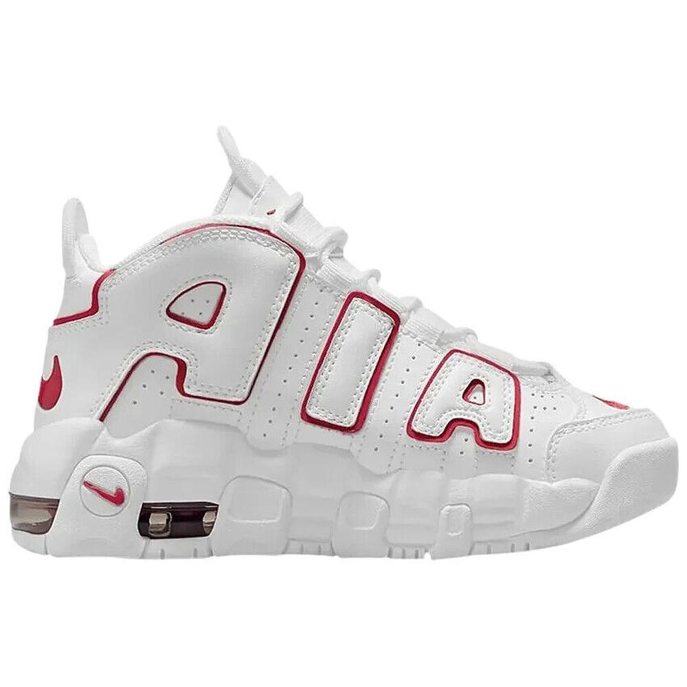 NIKE Air More Uptempo Shoes (PS) White/Varsity Red Little Boys Kids Size 10.5